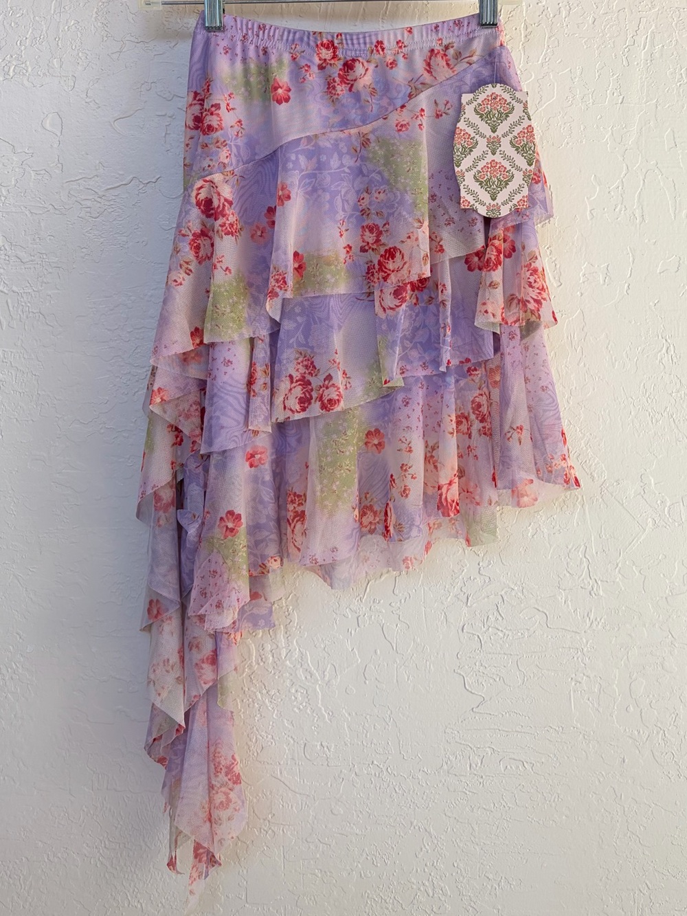 Amber Sky Floral Tiered Asymmetrical Skirt